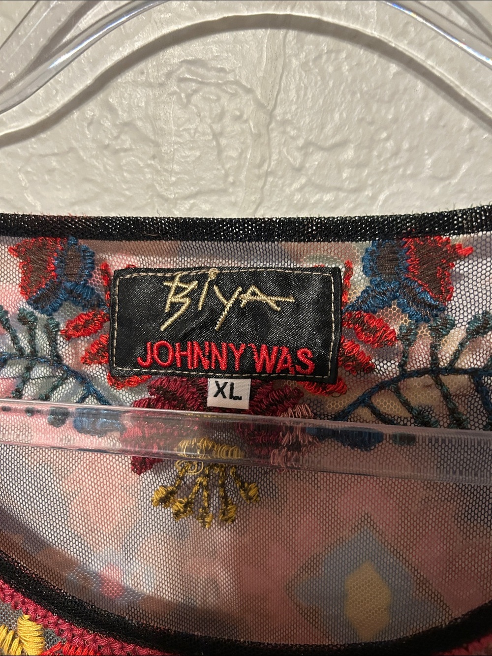 🎀BIYA JOHNNY WAS Embroidered mesh Floral Long-Sleeve Multicolor size XL GUC - Picture 7 of 14